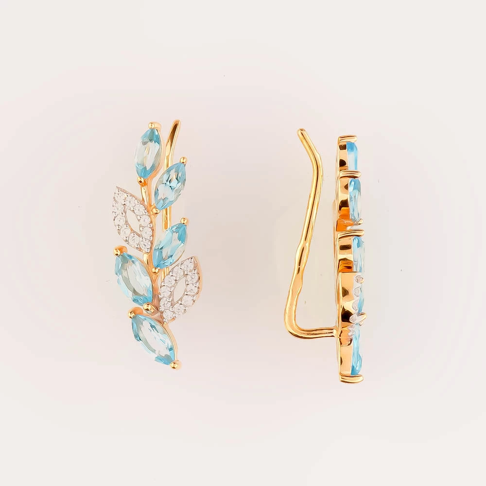 Серьги с топазом из красного золота 585 пробы