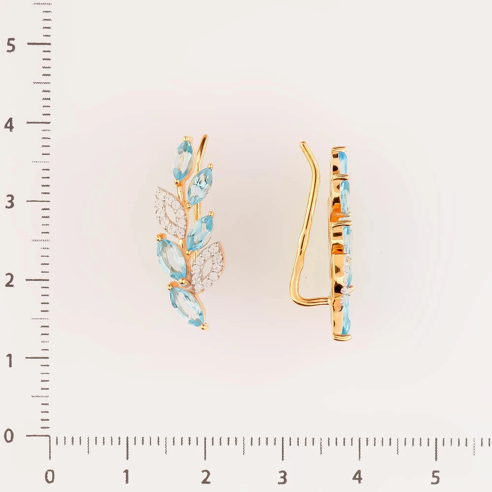 Серьги с топазом из красного золота 585 пробы