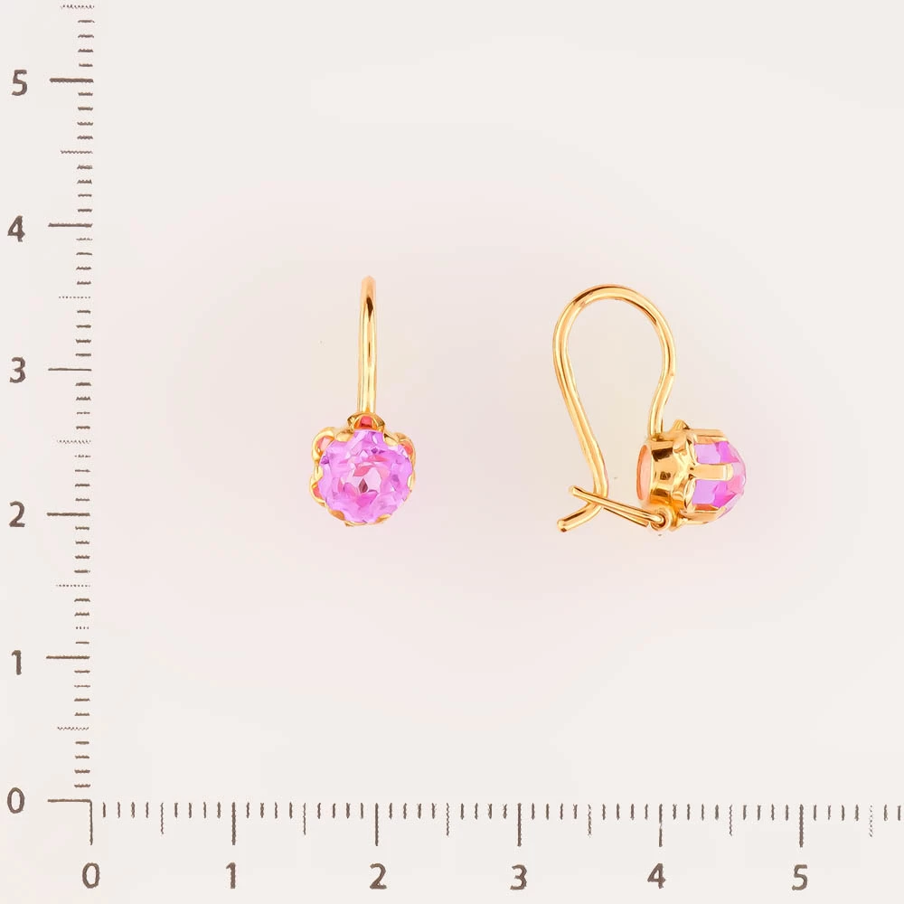 Серьги с фианитом из красного золота 583 пробы