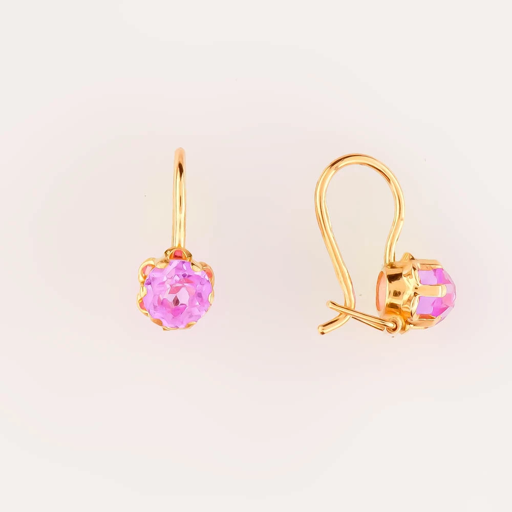 Серьги с фианитом из красного золота 583 пробы