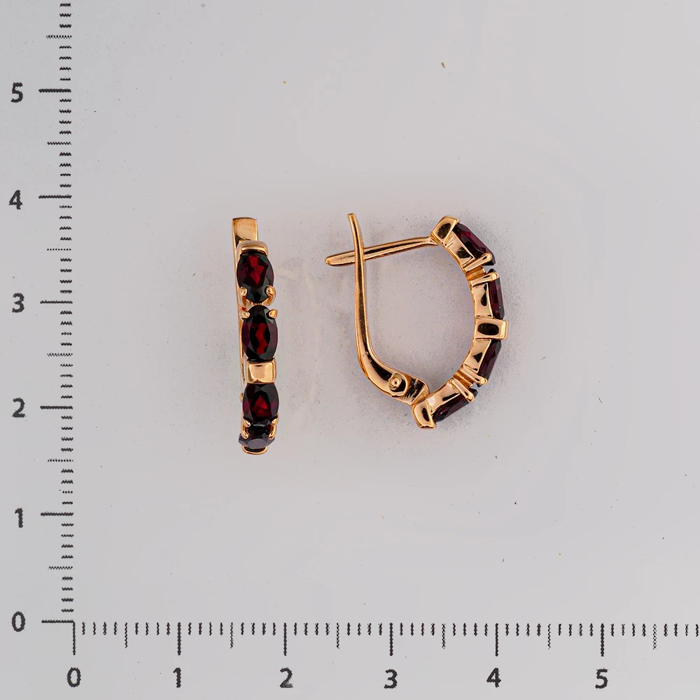 Серьги с гранатом из красного золота 585 пробы
