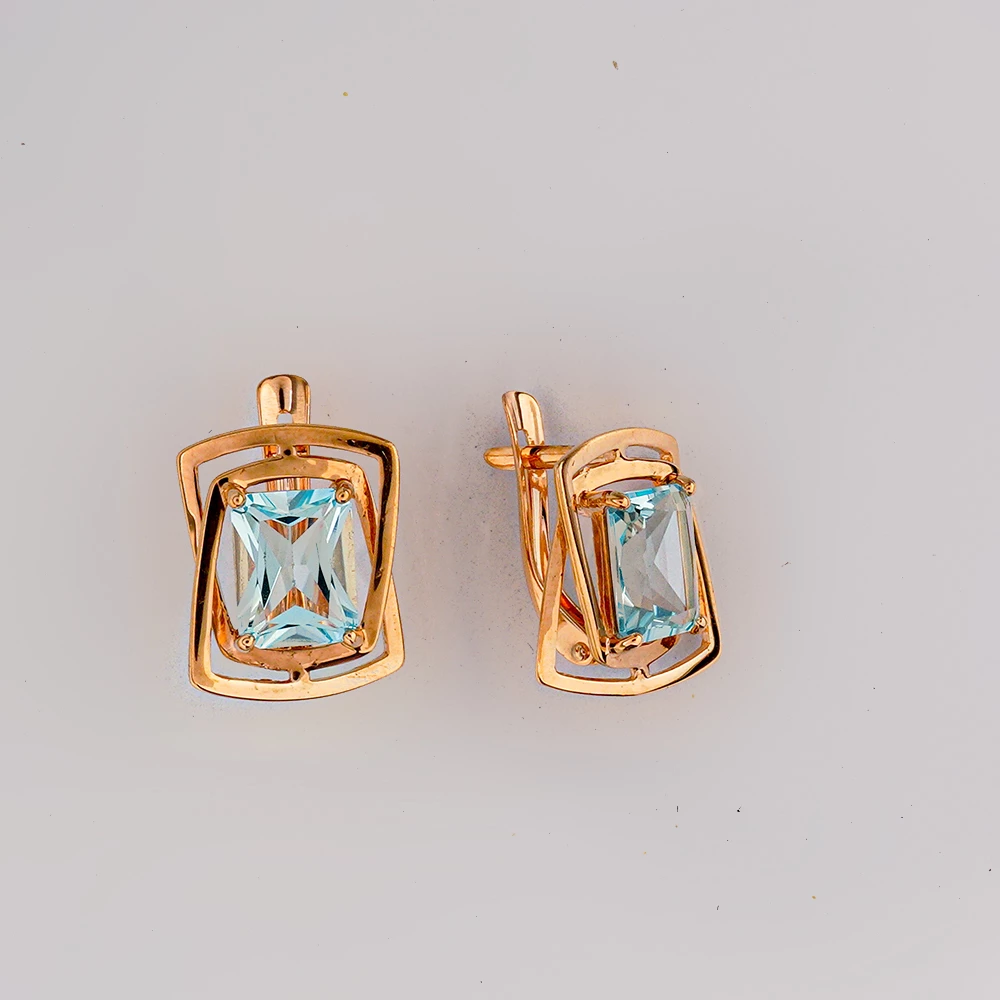 Серьги с топазом из красного золота 375 пробы