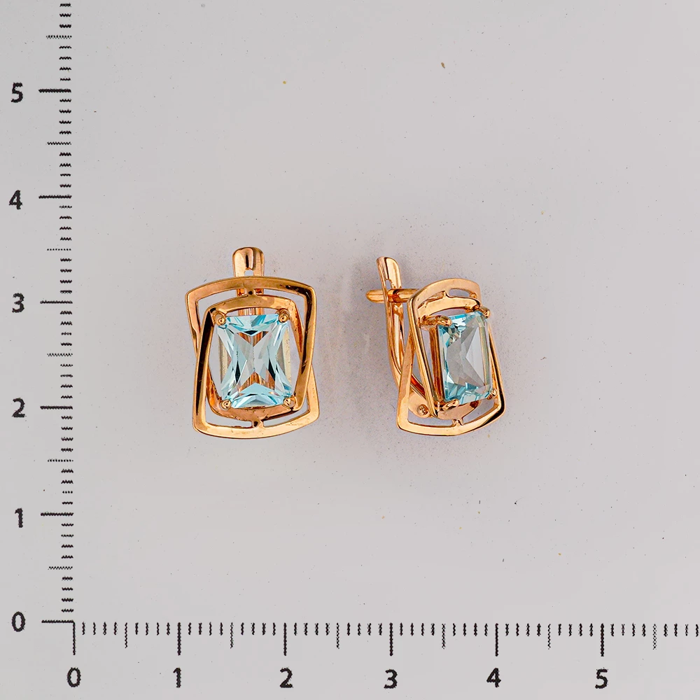 Серьги с топазом из красного золота 375 пробы
