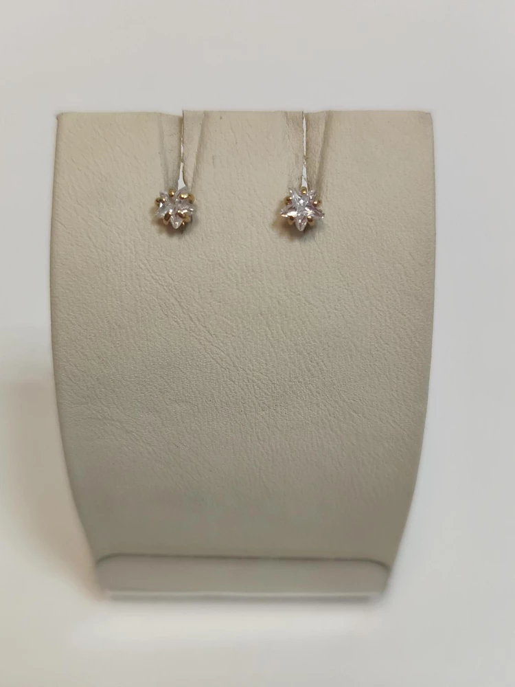 Серьги с фианитом из красного золота 585 пробы