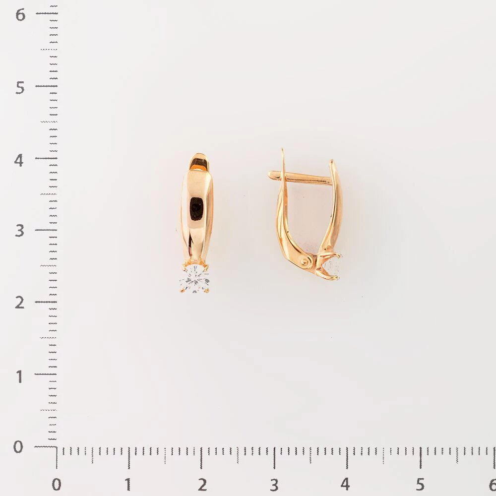 Серьги с фианитом из красного золота 585 пробы