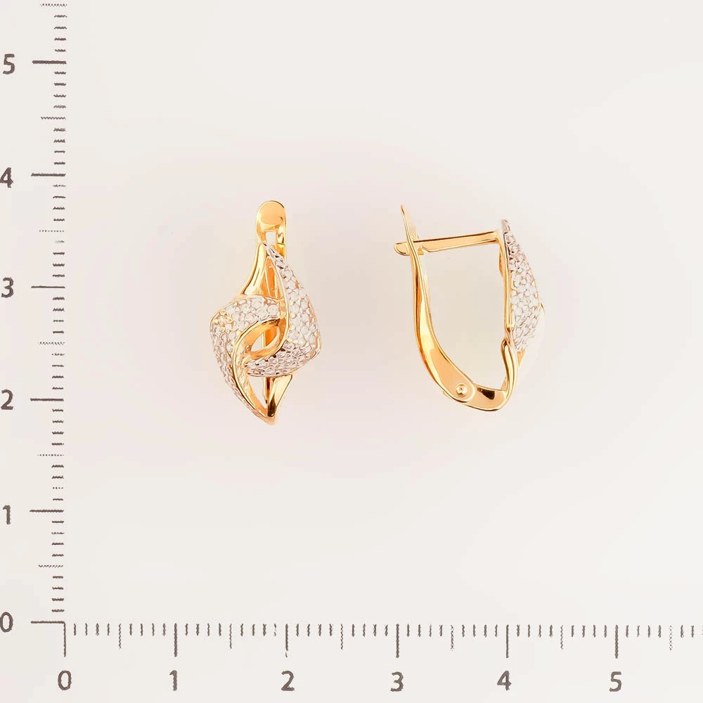 Серьги с фианитом из красного золота 585 пробы