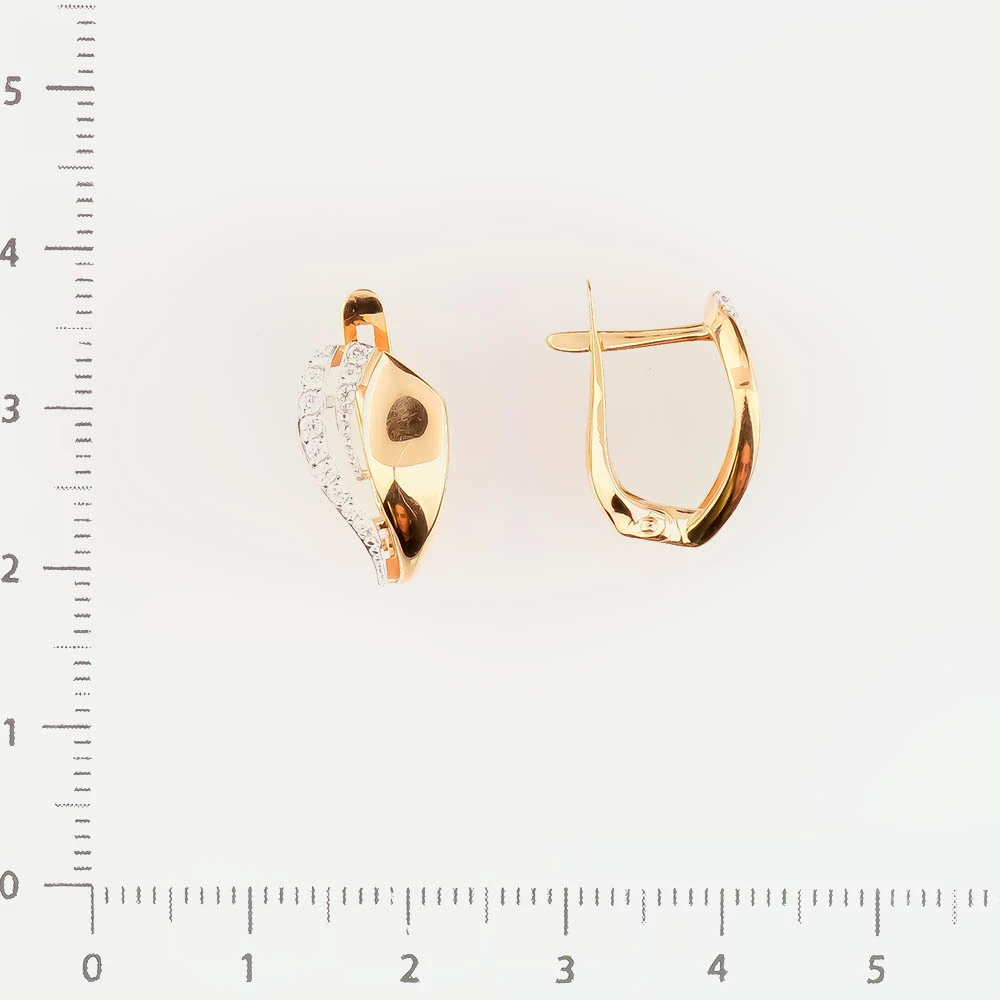 Серьги с фианитом из красного золота 585 пробы