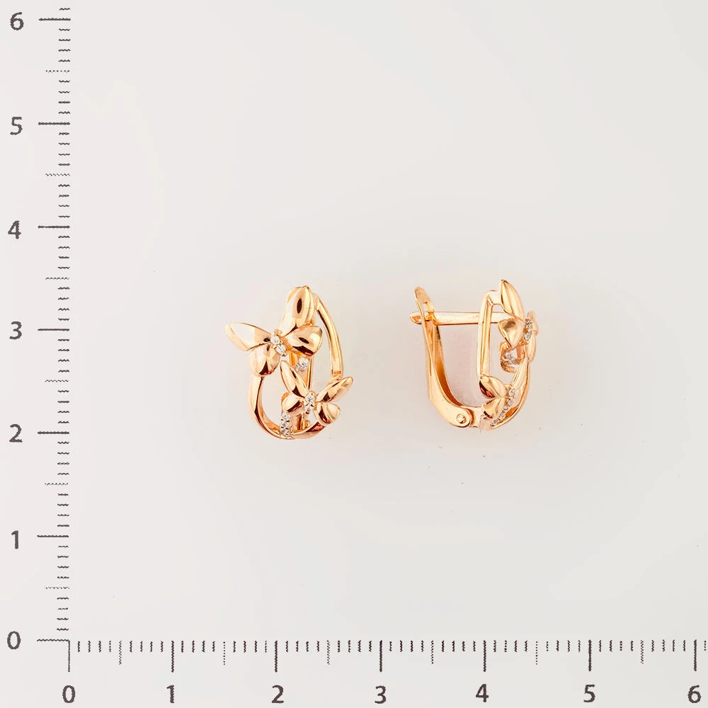 Серьги с фианитом из красного золота 585 пробы