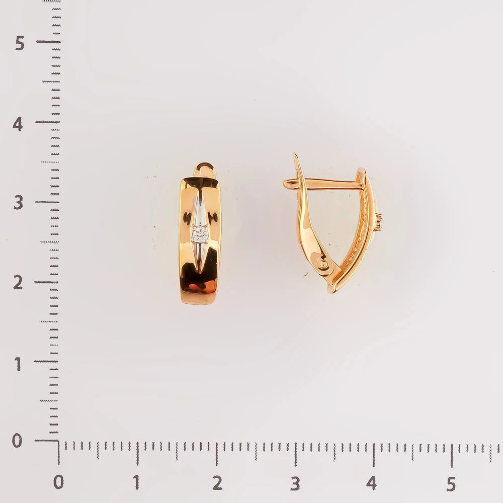 Серьги с фианитом из красного золота 585 пробы