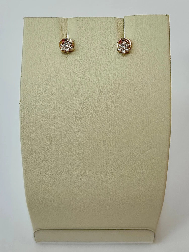 Серьги с фианитом из красного золота 585 пробы