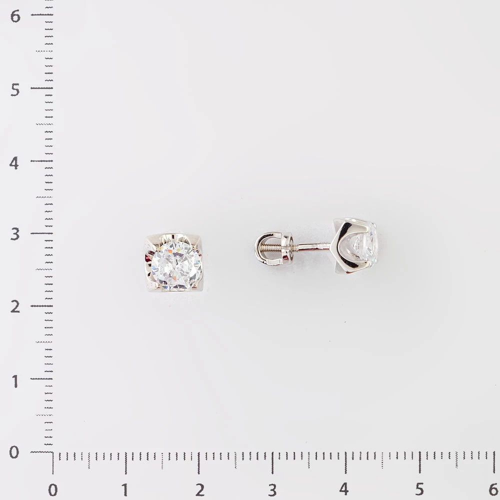 Серьги с фианитом из белого золота 585 пробы