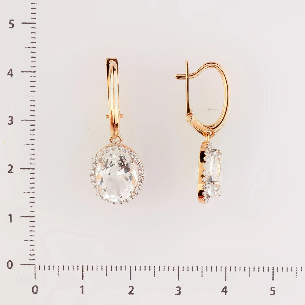 Серьги с горным хрусталём из красного золота 585 пробы