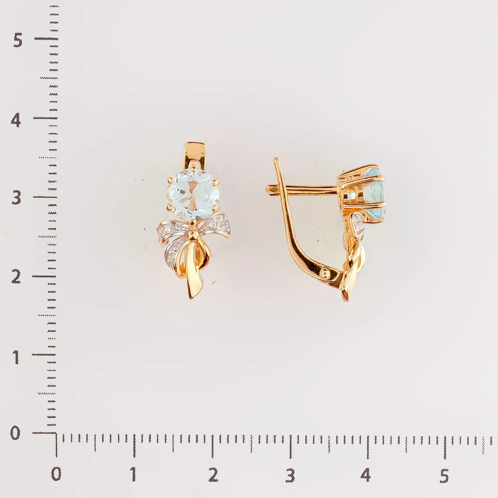 Серьги с топазом из красного золота 585 пробы