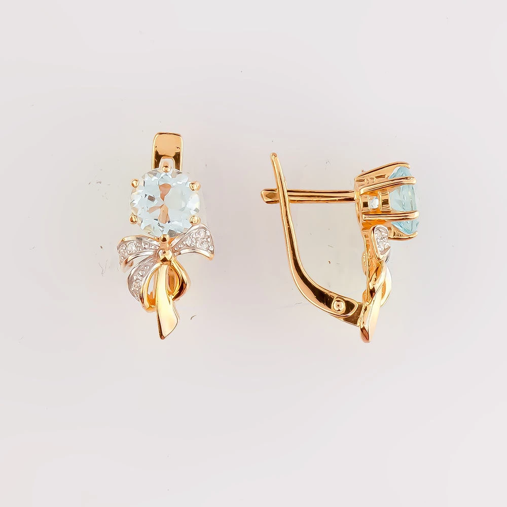 Серьги с топазом из красного золота 585 пробы