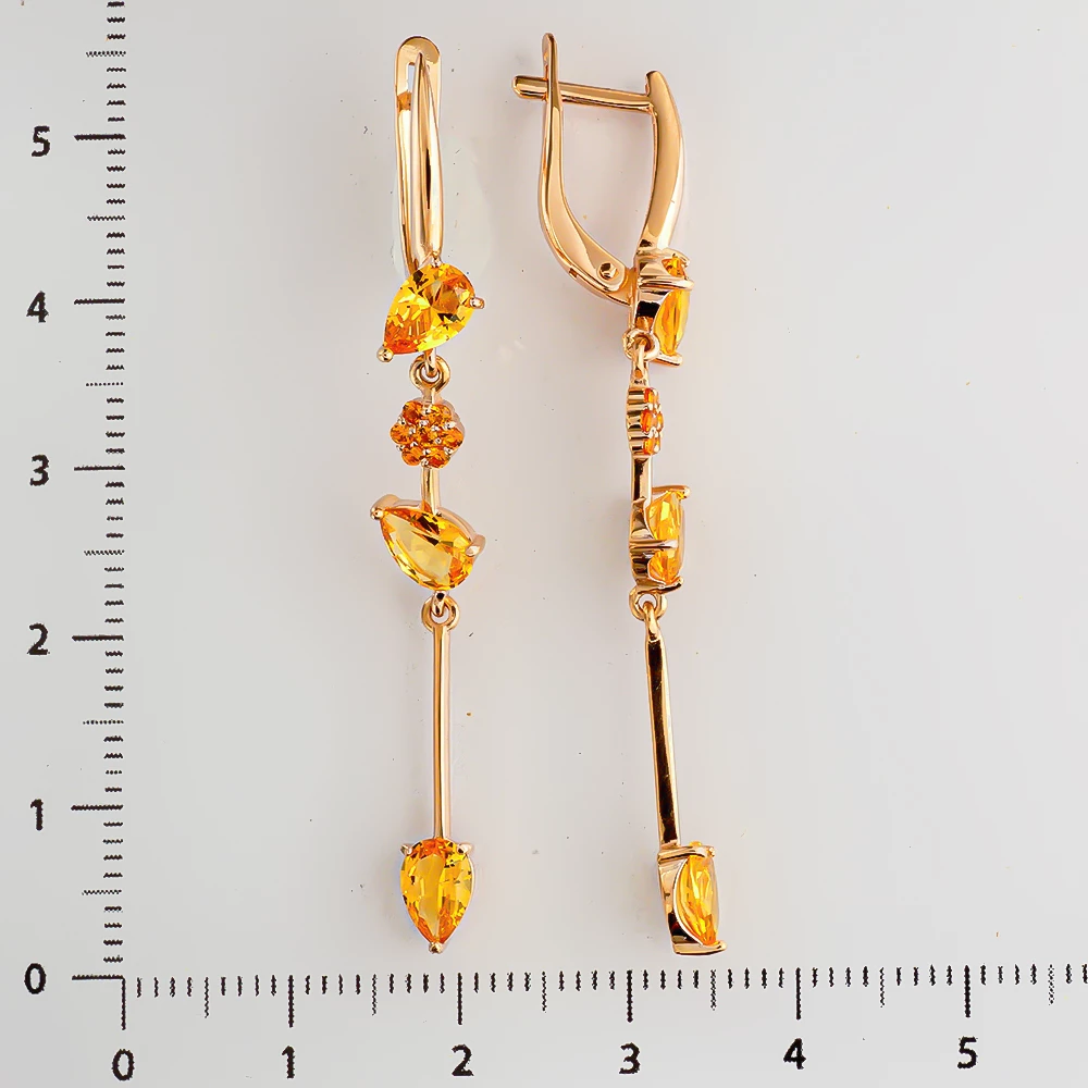 Серьги с фианитом из красного золота 585 пробы