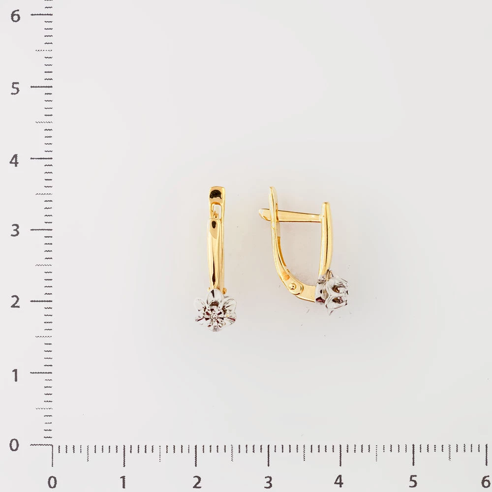 Серьги с бриллиантом из желтого золота 585 пробы