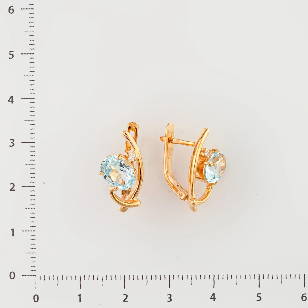 Серьги с топазом из красного золота 585 пробы