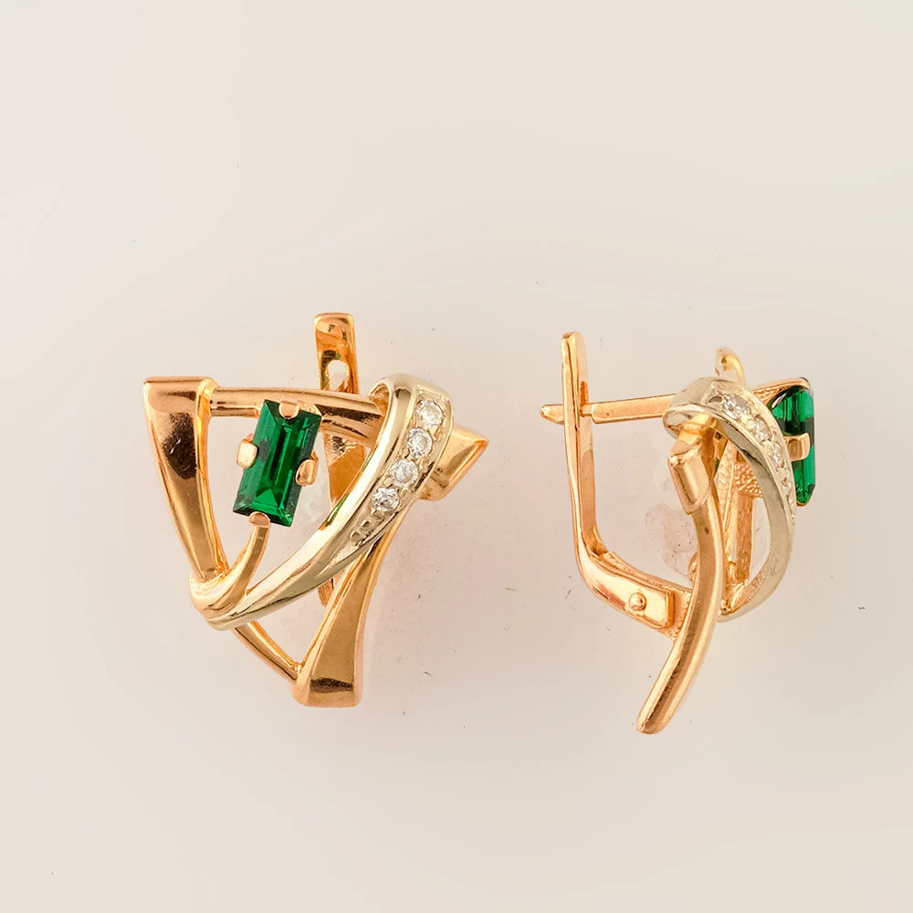 Серьги с ситаллом из красного золота 585 пробы