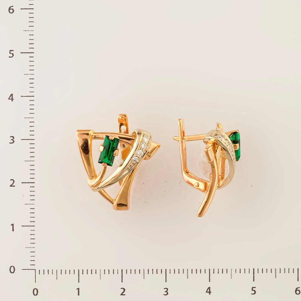 Серьги с ситаллом из красного золота 585 пробы