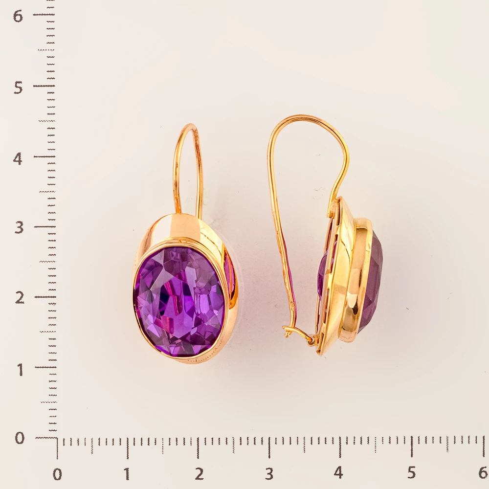 Серьги с фианитом из красного золота 583 пробы