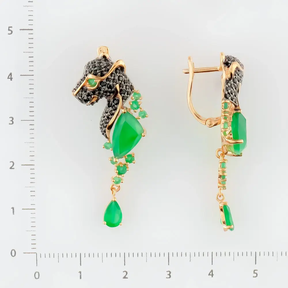 Серьги с агатом из красного золота 585 пробы
