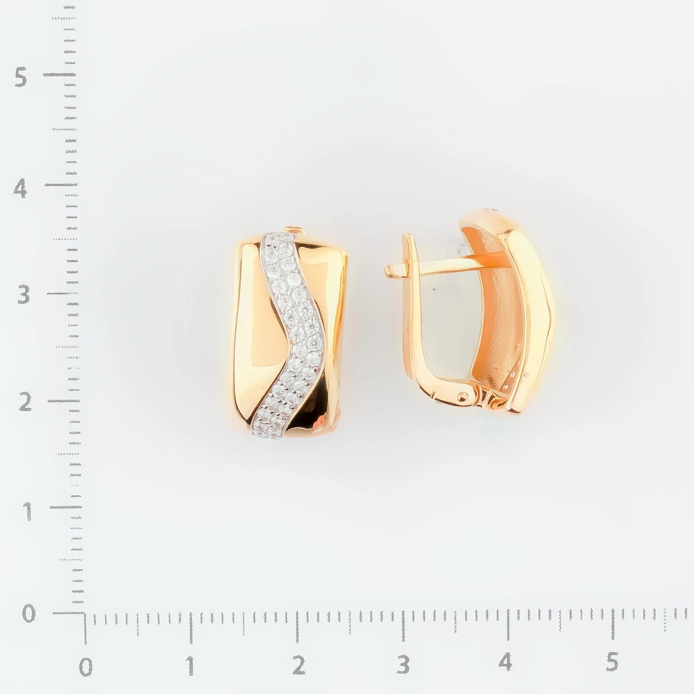 Серьги с фианитом из красного золота 585 пробы