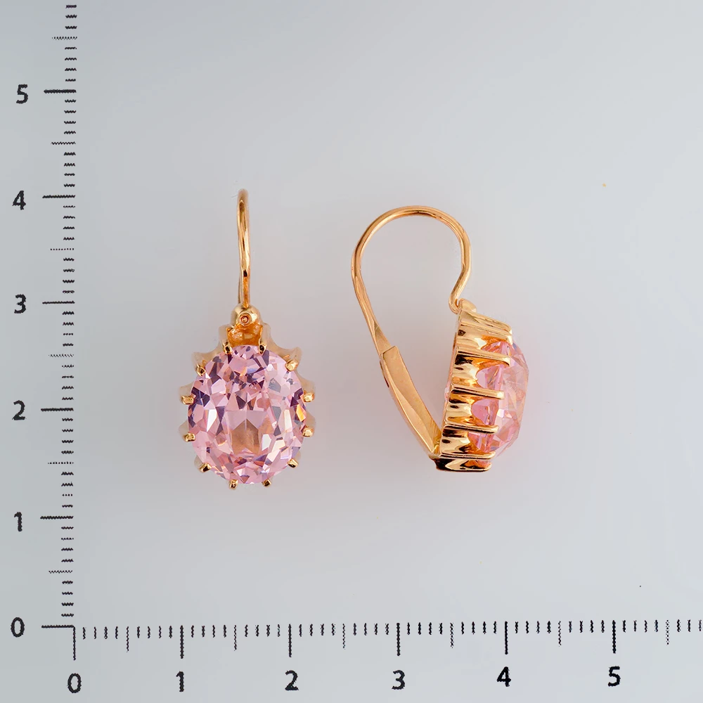 Серьги с фианитом из красного золота 583 пробы