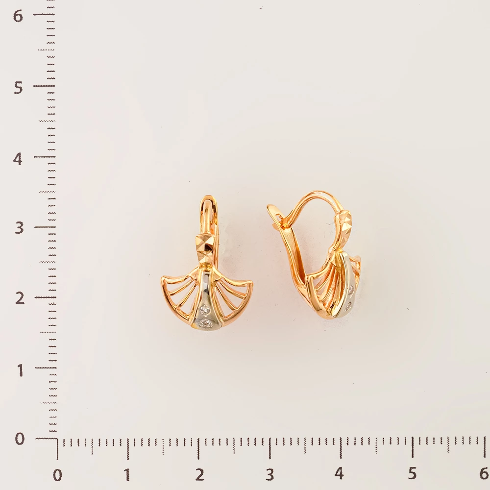 Серьги с фианитом из красного золота 585 пробы