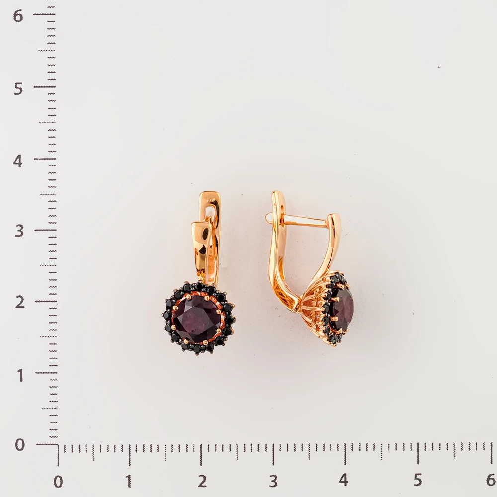 Серьги с гранатом из красного золота 585 пробы