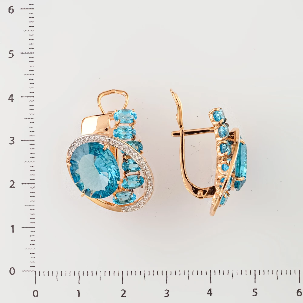 Серьги с топазом из красного золота 585 пробы