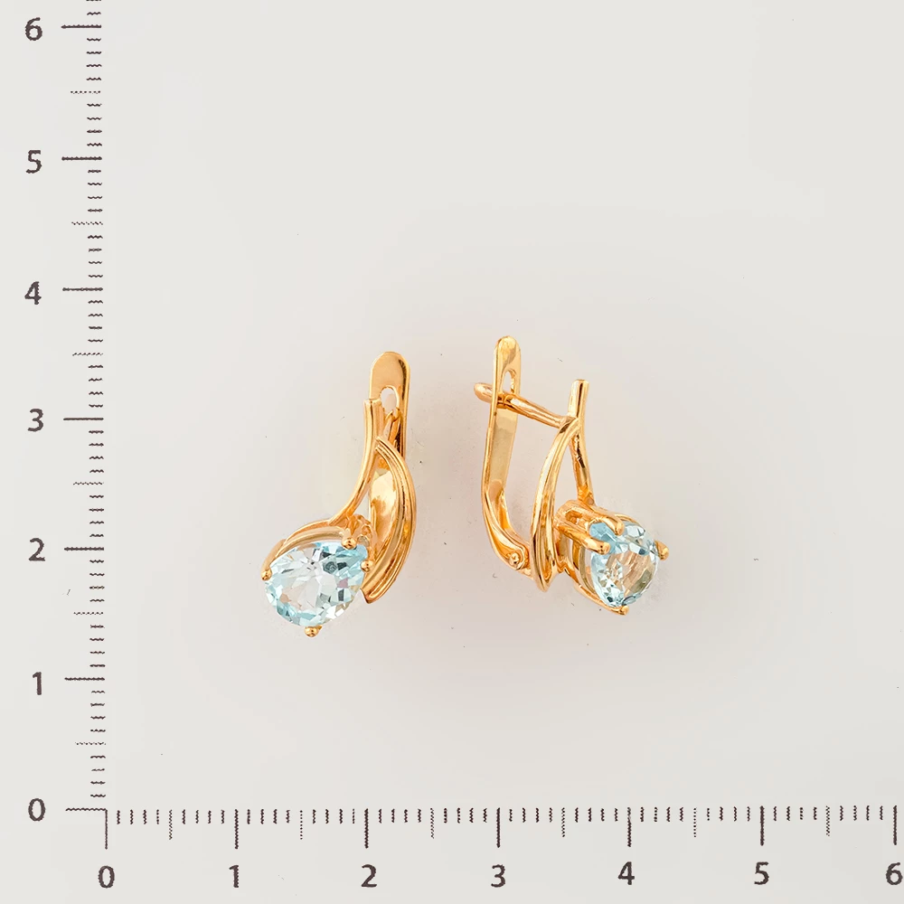 Серьги с топазом из красного золота 585 пробы