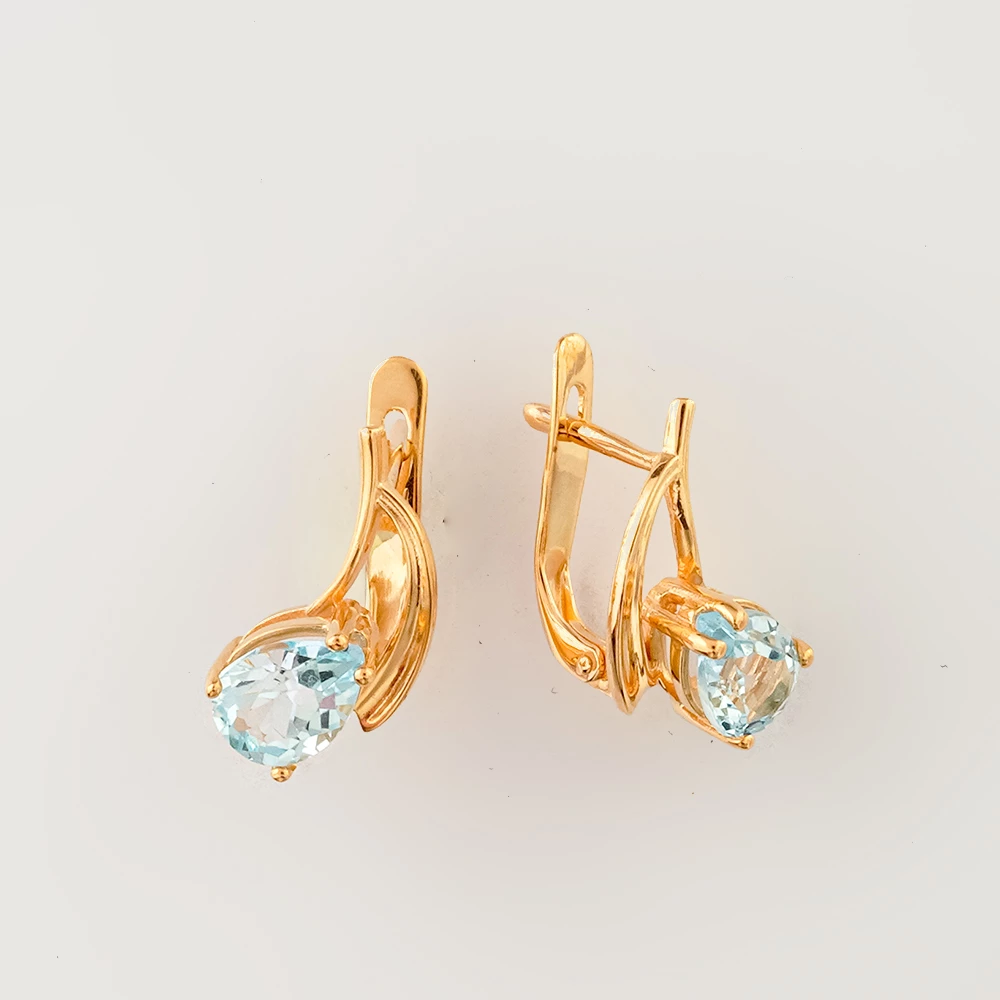 Серьги с топазом из красного золота 585 пробы