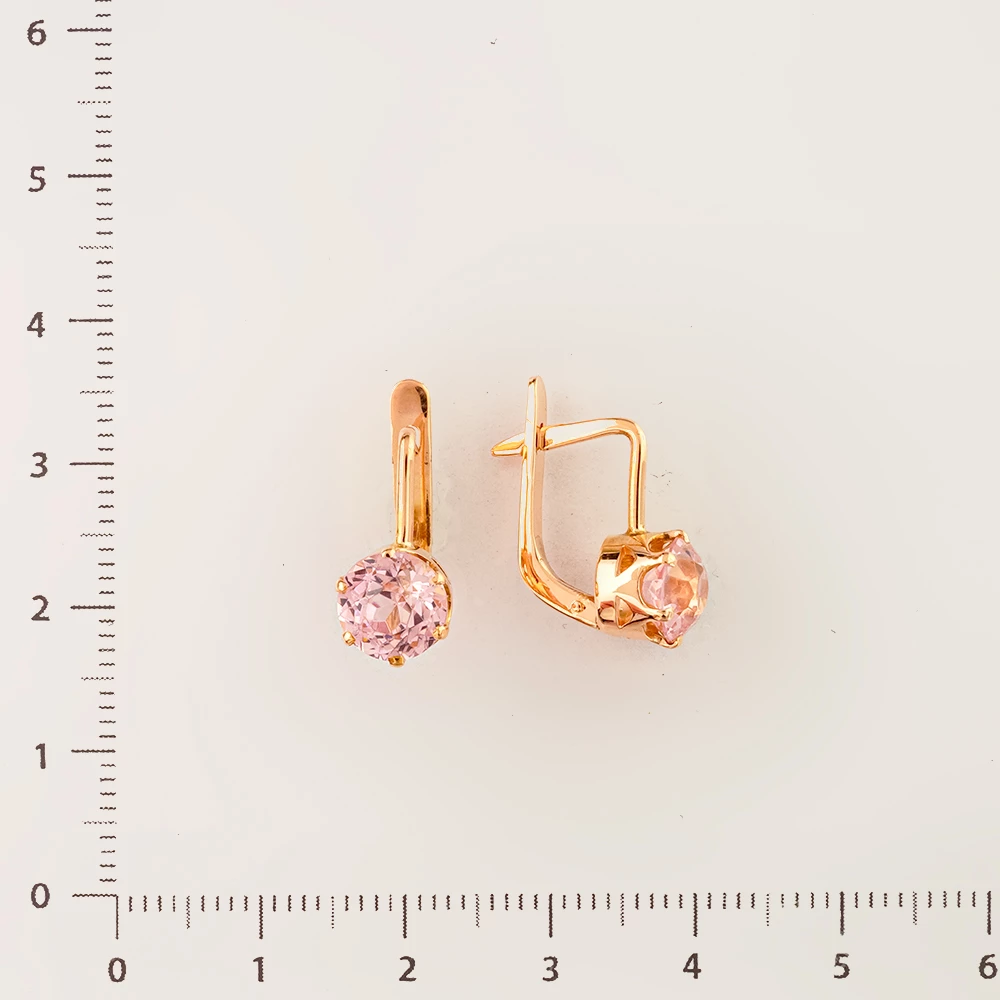 Серьги с фианитом из красного золота 583 пробы