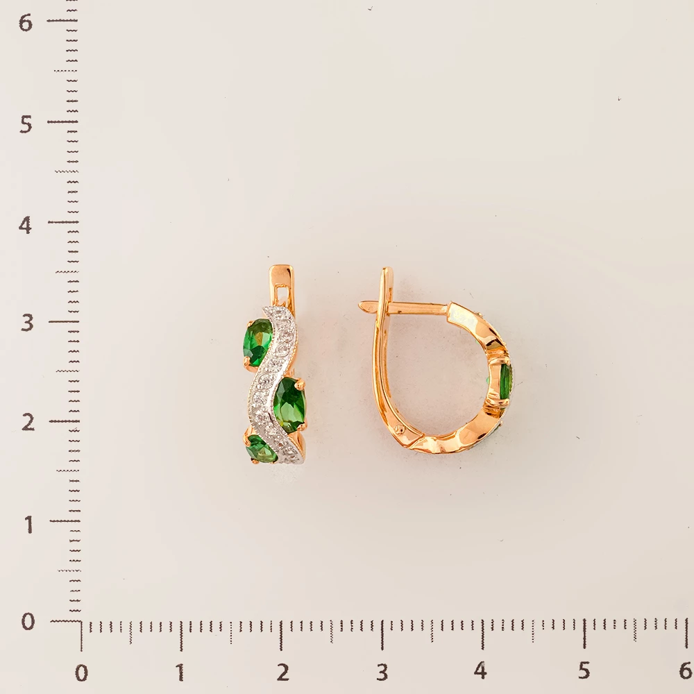 Серьги с фианитом из красного золота 585 пробы