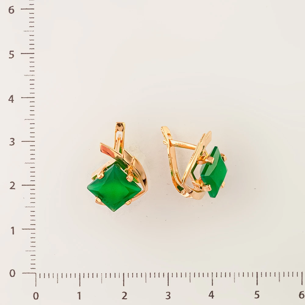 Серьги с агатом из красного золота 585 пробы