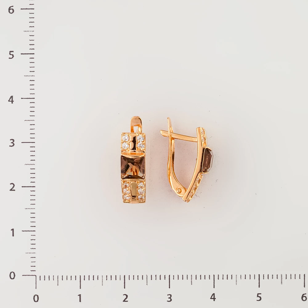 Серьги с раух-топазом из красного золота 585 пробы