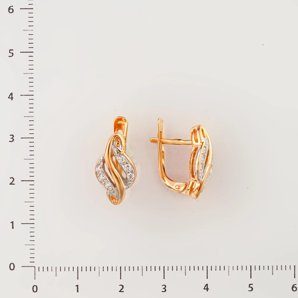 Серьги с фианитом из красного золота 585 пробы