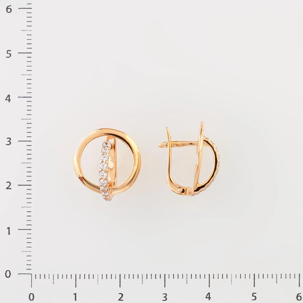 Серьги с фианитом из красного золота 585 пробы