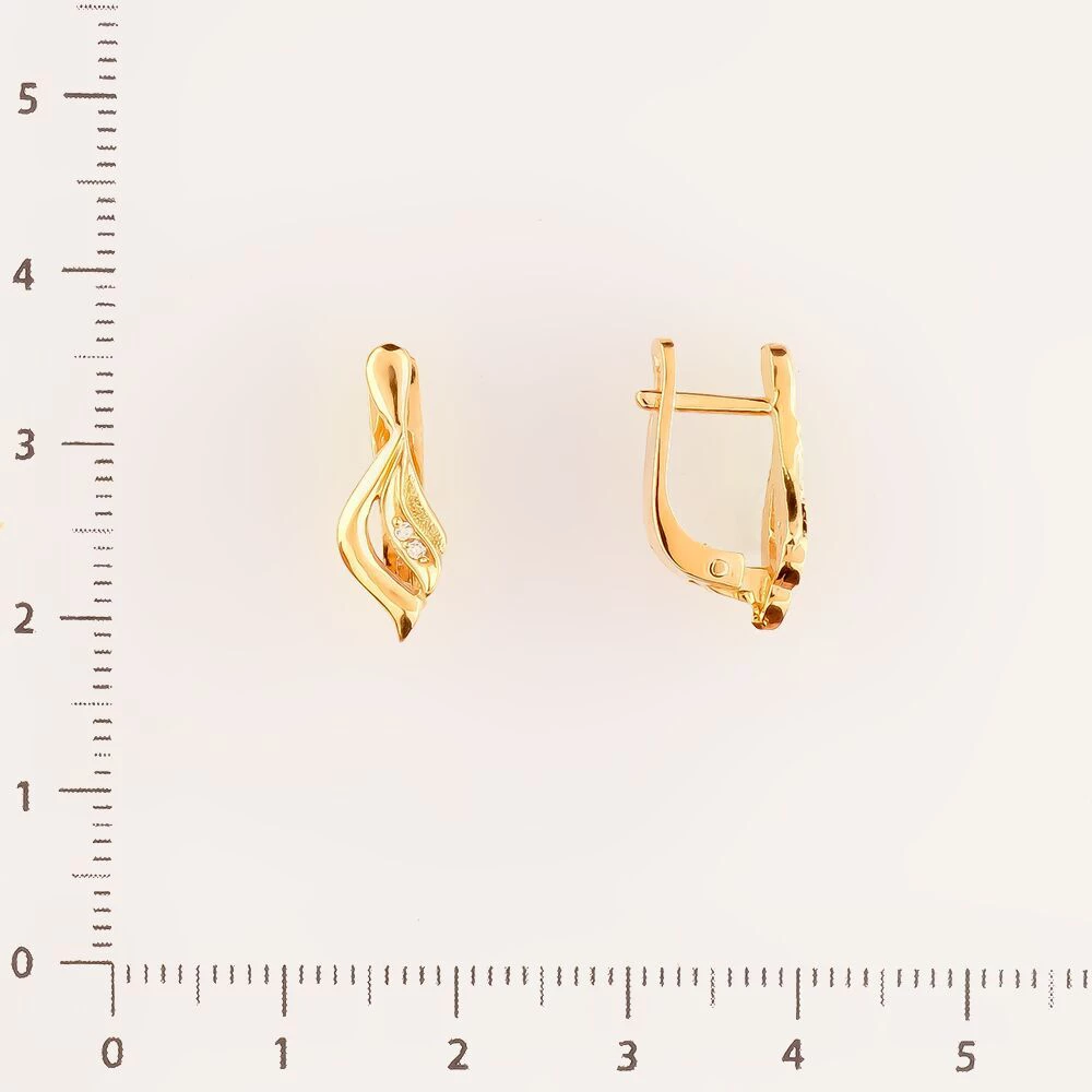 Серьги с фианитом из красного золота 585 пробы