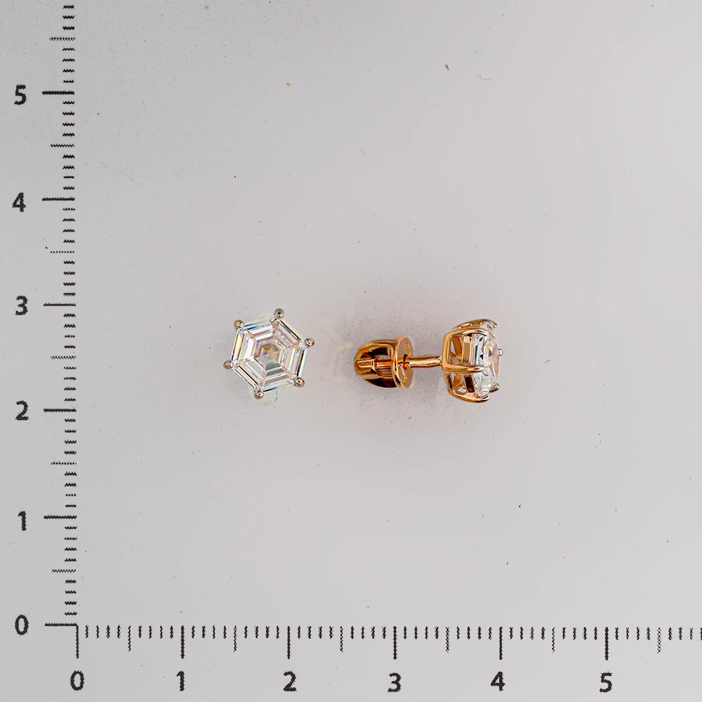 Серьги с фианитом из красного золота 585 пробы