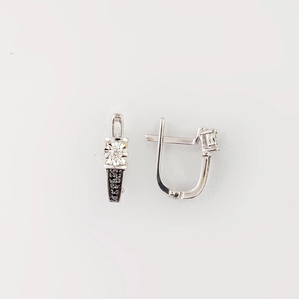 Серьги с бриллиантом из белого золота 585 пробы