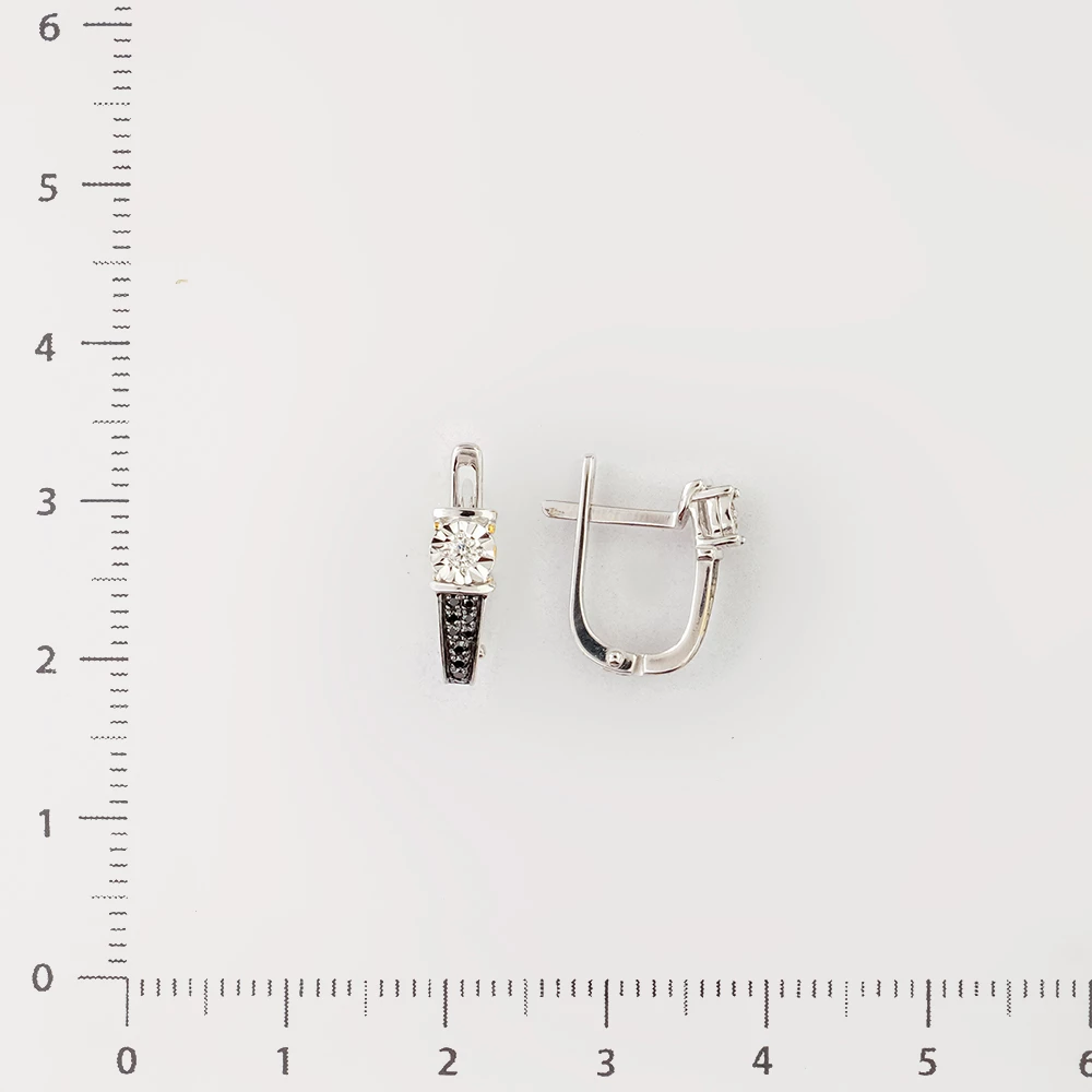 Серьги с бриллиантом из белого золота 585 пробы