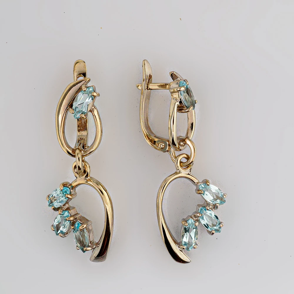 Серьги с топазом из белого золота 585 пробы