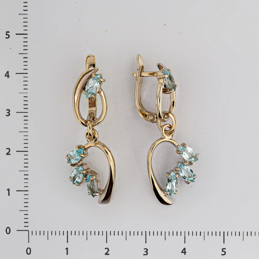 Серьги с топазом из белого золота 585 пробы