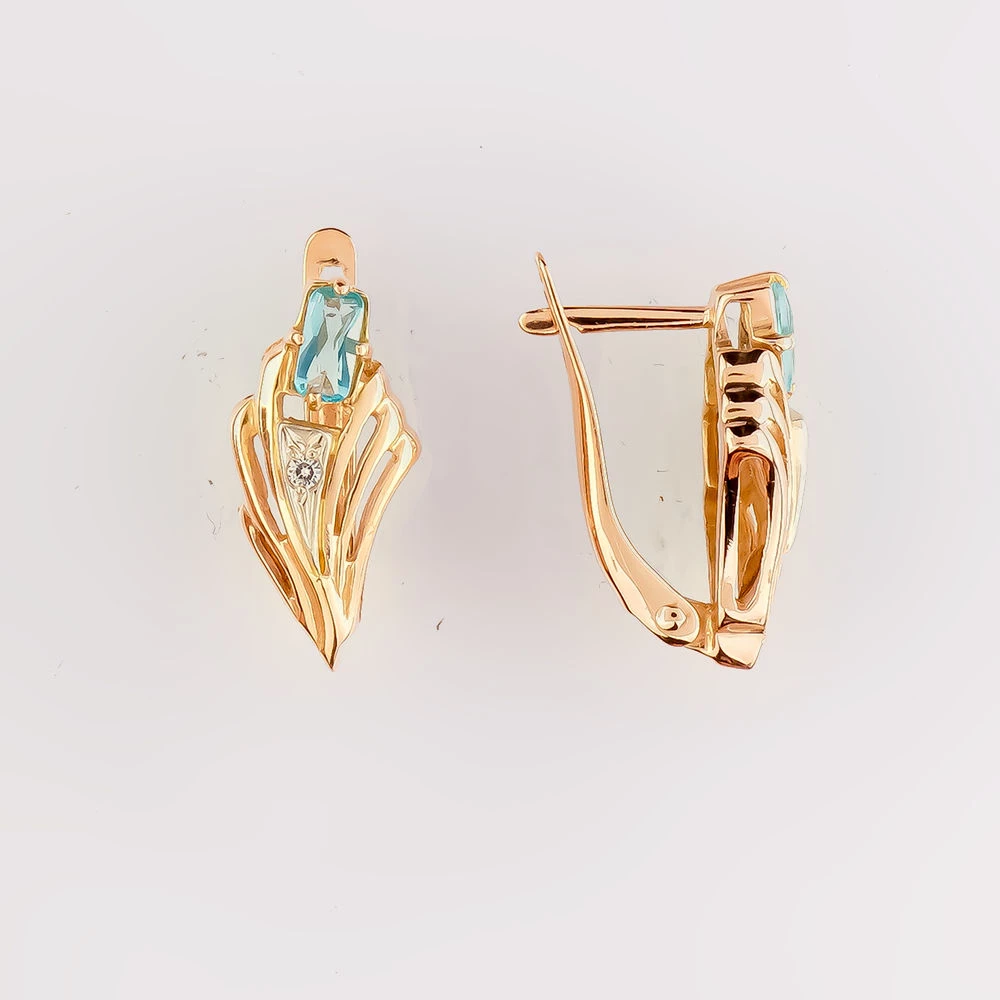 Серьги с топазом из красного золота 585 пробы