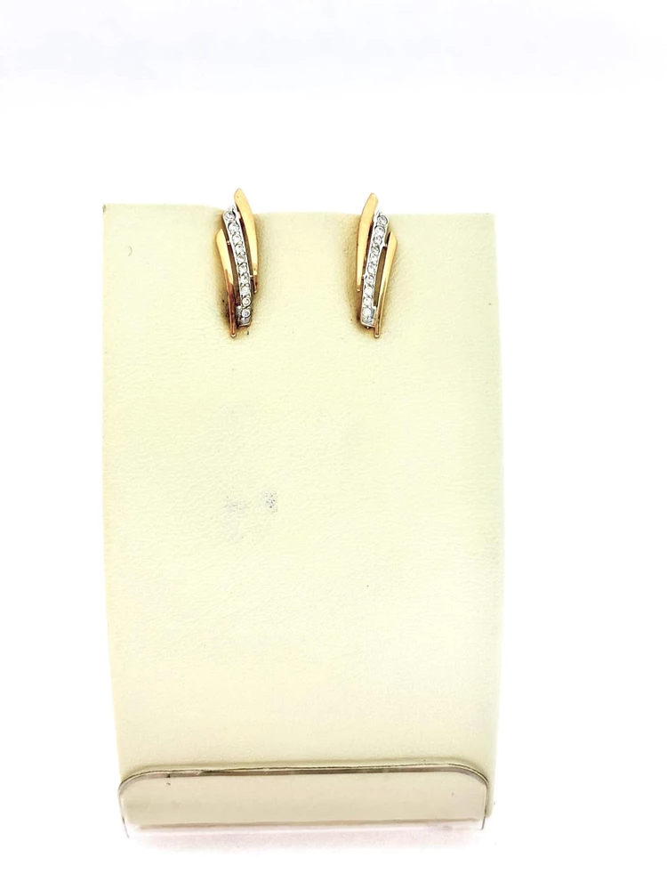 Серьги с фианитом из красного золота 585 пробы