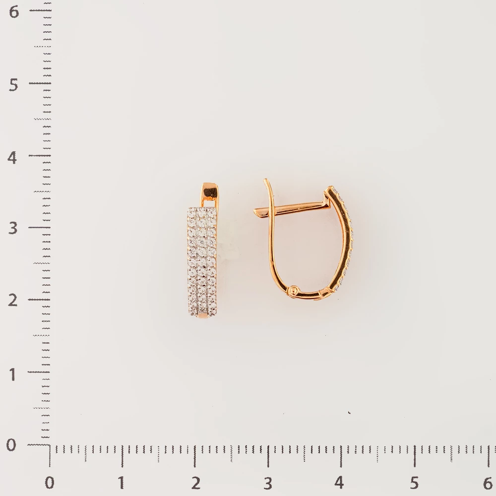 Серьги с фианитом из красного золота 585 пробы