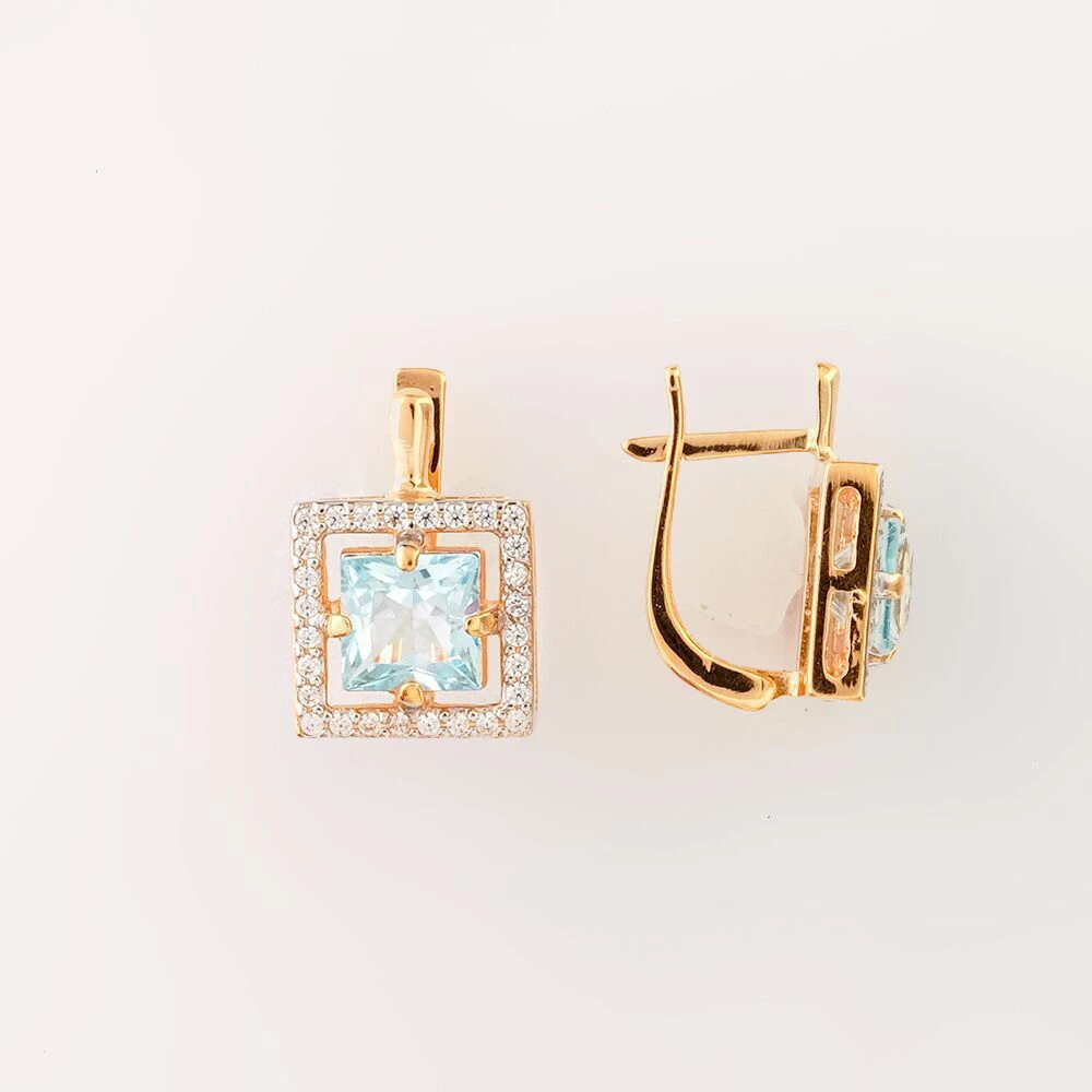 Серьги с топазом из красного золота 585 пробы