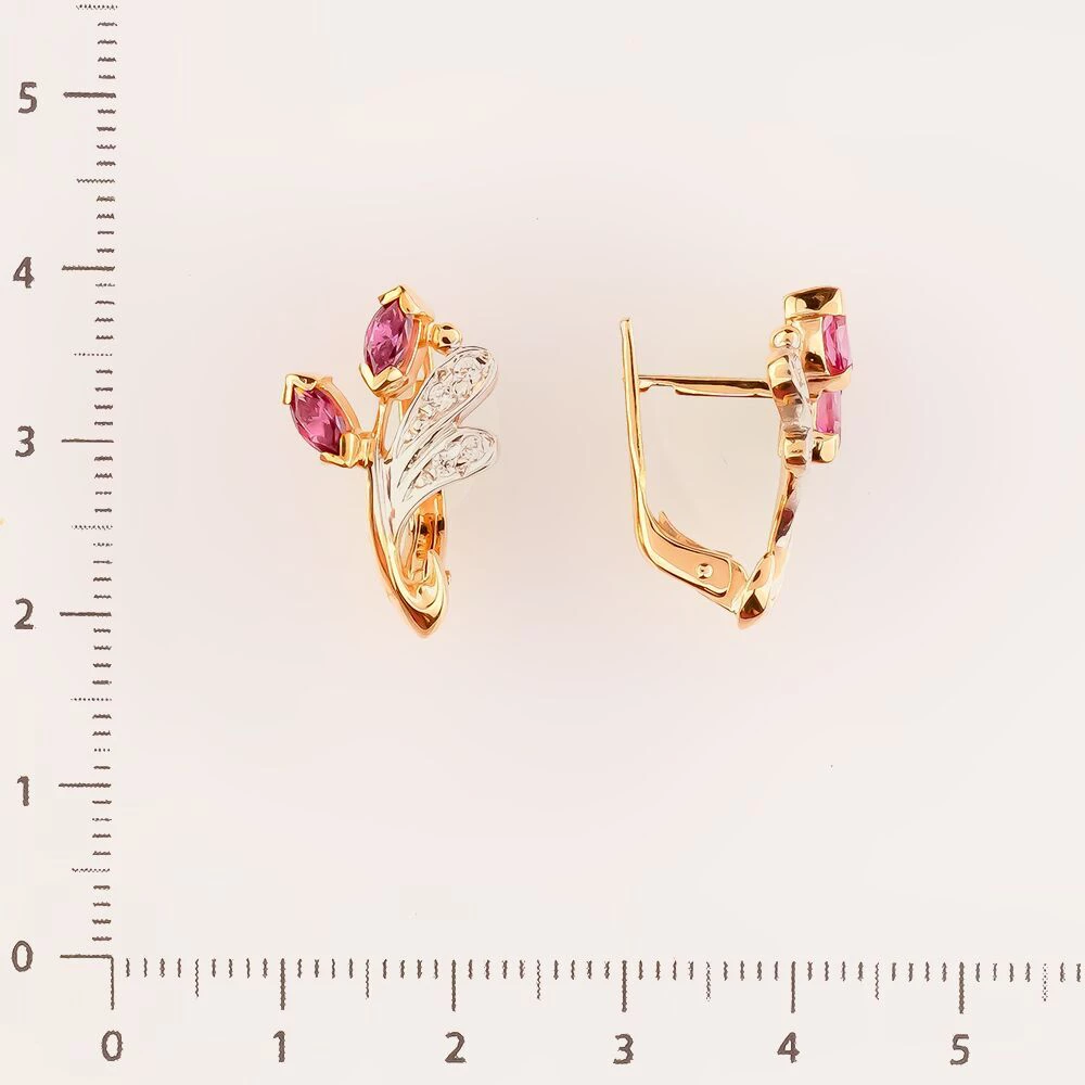 Серьги с турмалином из красного золота 585 пробы