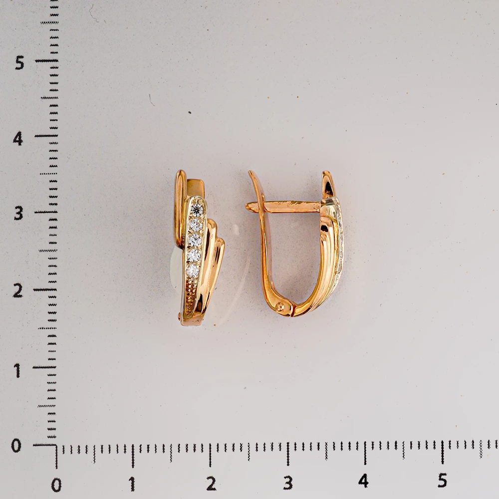 Серьги с фианитом из красного золота 585 пробы